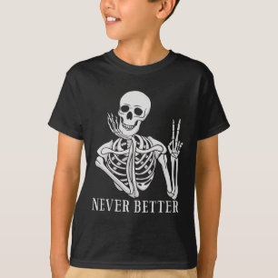 Nooit Beter Skelet Fun Halloween Skull T-shirt