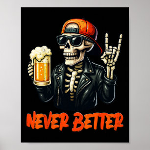 Nooit Beter Skeleton Rock Hand Halloween Kostuum Poster