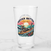 Nooit beter - Skeleton Surfing Sunset Wave Design Glas (Achterkant)