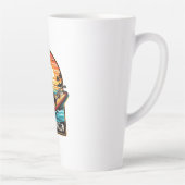 Nooit beter - Skeleton Surfing Sunset Wave Latte Mok (Rechts)