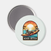Nooit beter - Skeleton Surfing Sunset Wave Magneet (Voorkant / Achterkant)