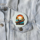 Nooit beter - Skeleton Surfing Sunset Wave Ronde Button 7,6 Cm (In situ)