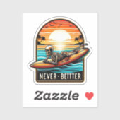Nooit beter - Skeleton Surfing Sunset Wave Sticker (Vel)