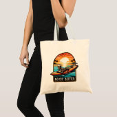Nooit beter - Skeleton Surfing Sunset Wave Tote Bag (Voorkant (product))