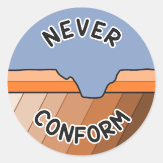 Nooit Conformeren - Hoekdiscordantie van geologen Ronde Sticker