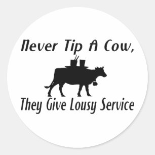 Nooit een koe tippen ronde sticker