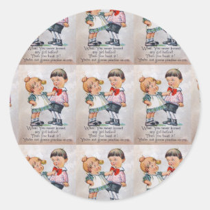 Nooit een meisje gekust? ronde sticker
