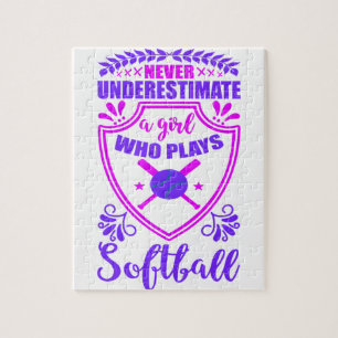 Nooit een meisje onderschatten dat Softball speelt Legpuzzel