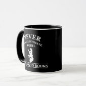 nooit een meisje onderschatten dat van boeken houd mok (Voorkant links)