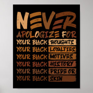 Nooit excuses Black History Month Afro-Amerikaan Poster