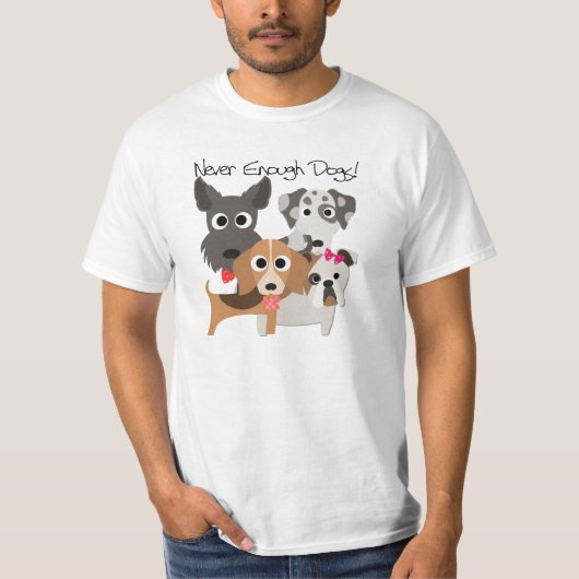 Nooit genoeg honden t-shirt (Voorkant)