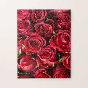 Nooit genoeg rode bloemen legpuzzel