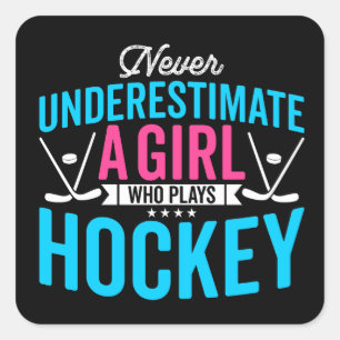 Nooit Girl Hockey onderschatten Vierkante Sticker