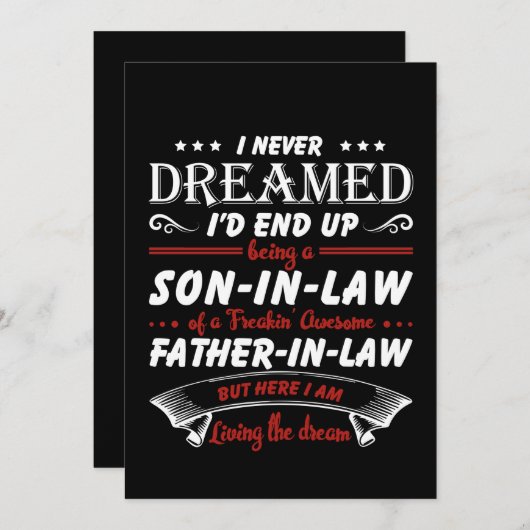 Nooit in rechte zoon of in rechte vader eindigen bedankkaart (Voorkant / Achterkant)