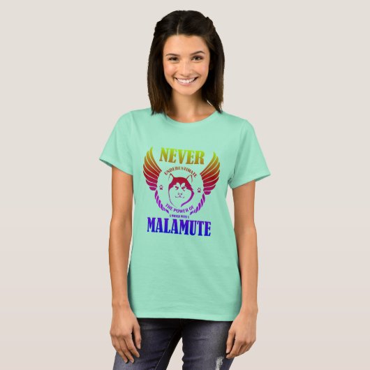 Nooit malamute onderschatten t-shirt (Voorkant volledig)