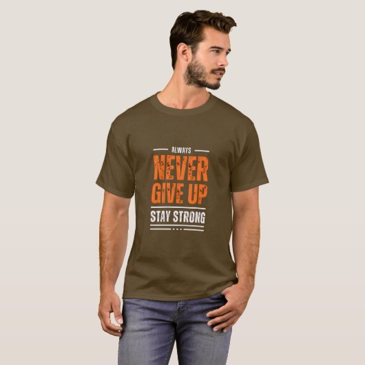 NOOIT Mannen Motivatie T-shirt opgeven (Voorkant volledig)