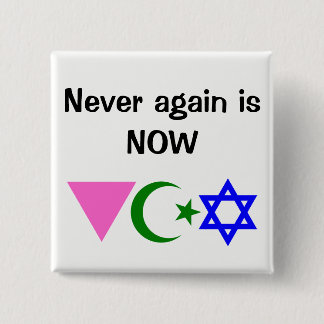 Nooit meer NU. met pictogrammen LGBT ISLAM JEWISH Vierkante Button 5,1 Cm