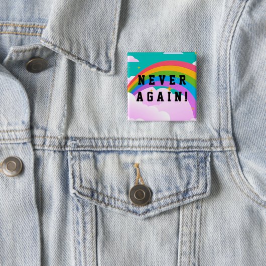 NOOIT MEER VIERKANTE BUTTON 5,1 CM (In situ)