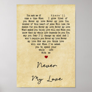 Nooit mijn liefdesliedende hartzong Lyric print