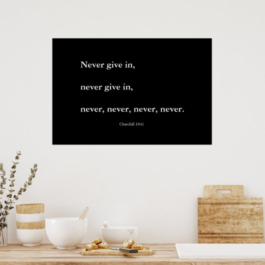 Nooit, nooit, nooit opgeven poster (Keuken)