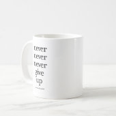 Nooit nooit opgeven koffiemok (Voorkant links)