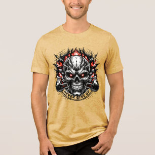 Nooit Opgeven Fierce Schedel Motivatie T-Shirt Des