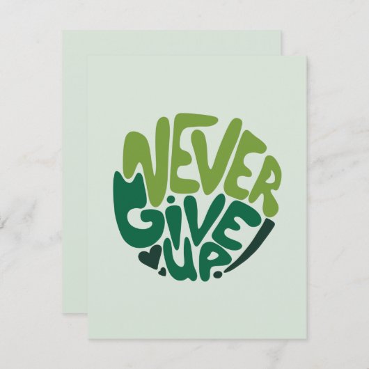 Nooit opgeven - Groene positieve handenbriefing (Voorkant / Achterkant)