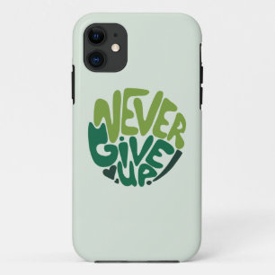 Nooit opgeven - Groene positieve handenbriefing iPhone 11 Hoesje