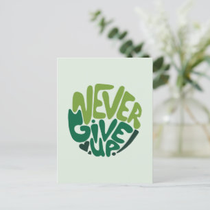 Nooit Opgeven - Groene Positieve Handlettering Briefkaart