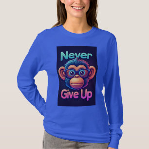 Nooit Opgeven Kleurrijke Cartoon Aap T-shirt