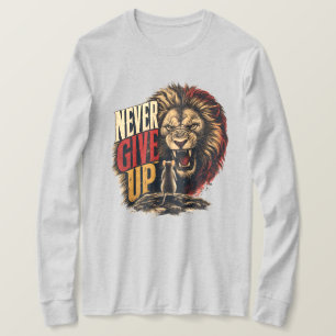 Nooit Opgeven Motiverende Muis Vs Leeuw Illustrati T-shirt