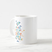 Nooit opgeven omdat het tijd kost koffiemok (Voorkant links)