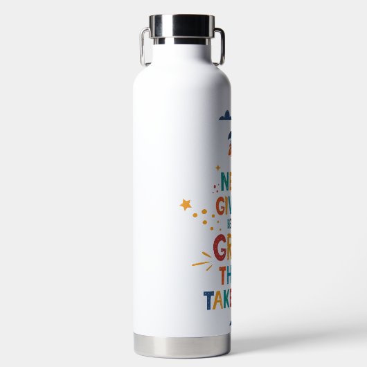 Nooit opgeven omdat het tijd kost waterfles (Voorkant)