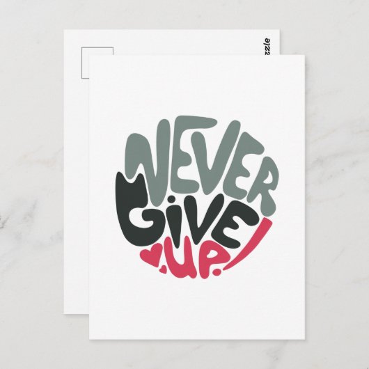 Nooit Opgeven - Opbeurende Inspirerende Wit Briefkaart (Voorkant / Achterkant)