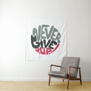 Nooit Opgeven - Opbeurende Inspirerende Wit Wandkleed