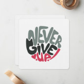 Nooit opgeven - Opwindend wit opsplitsen Notitiekaartje (Voorkant / Achterkant in situ)