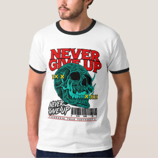 Nooit Opgeven Skull Streetwear Heren Ringer T-Shir T-shirt