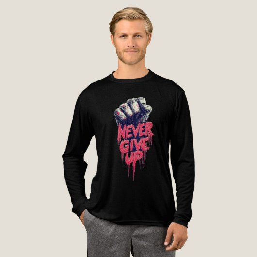 Nooit opgeven Tri-Blend shirt (Voorkant)
