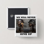 Nooit opgeven vierkante button 5,1 cm (Voorkant /achterkant)