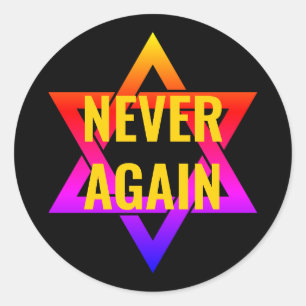 NOOIT OPNIEUW IN Holocaust YOM HASHOAH Ronde Sticker