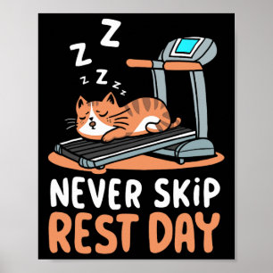 Nooit Rustdag Overslaan Funny Bodybuilding Kat Wor Poster