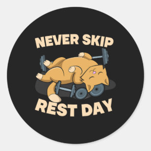 Nooit Rustdag Overslaan Kat Kitten Gym Workout Lic Ronde Sticker