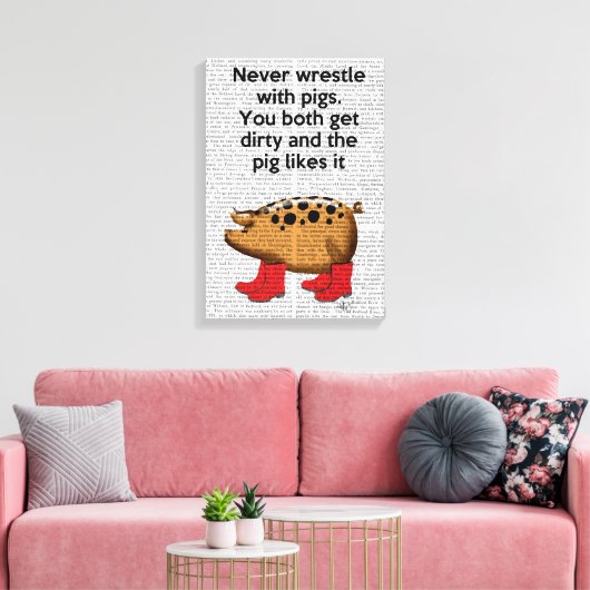 Nooit rusten met varkens canvas afdruk (Insitu (Woonkamer))
