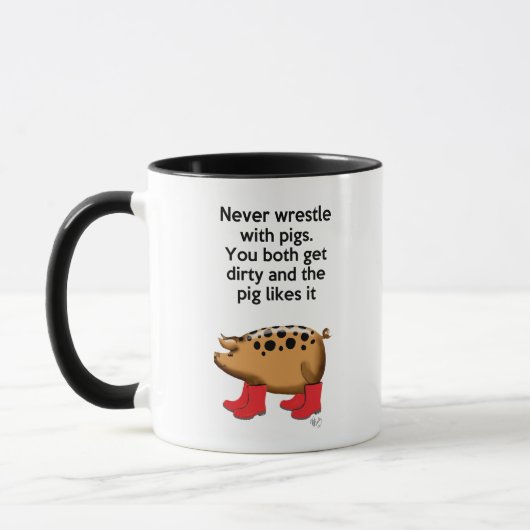 Nooit rusten met varkens mok (Links)