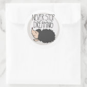 Nooit stoppen met dromen ronde sticker (Tas)