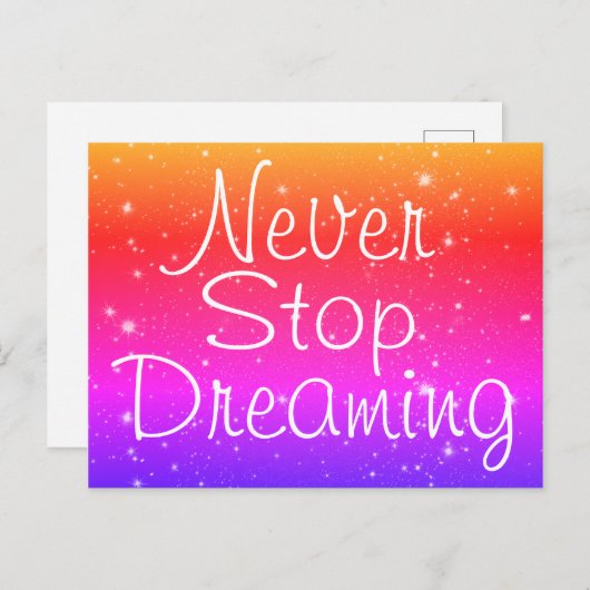 Nooit stoppen met dromen van regenboogsterren briefkaart (Voorkant / Achterkant)