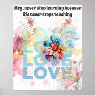 Nooit stoppen met leren univ, college, school bewe poster