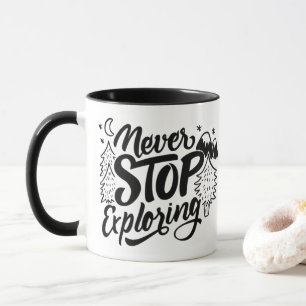 Nooit Stoppen met Ontdekken - Handletterde Mok
