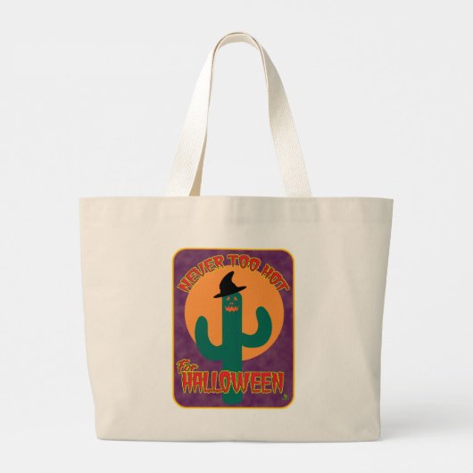 Nooit te heet Halloween Funny Artsy Cactus Grote Tote Bag (Achterkant)