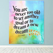 Nooit te oud om te dromen canvas afdruk (Insitu (Houten vloer))